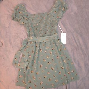 teal mini spring short sleeve dress